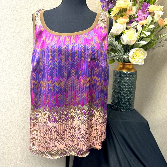 a.n.a. Purple Print Sleeveless Blouse size XL - Picture 1 of 8
